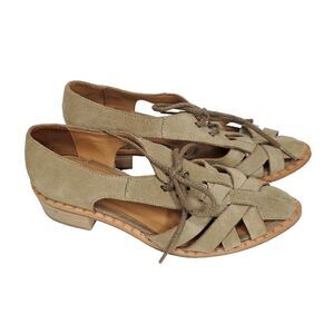 Kupuri Anthropologie Suede Strappy Sandals 36 US 5 Point Toe Tan Brown Boho